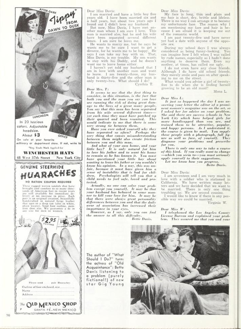 Illustration for article titled Lessons from a 1943 Advice Column by Bette Davis